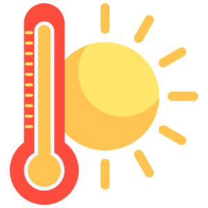 Animated thermometer and sun.