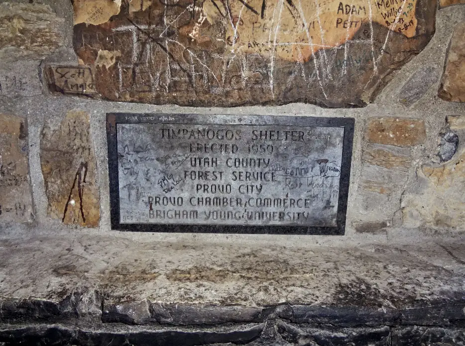 Dedication plaque inside Emerald Lake shelter