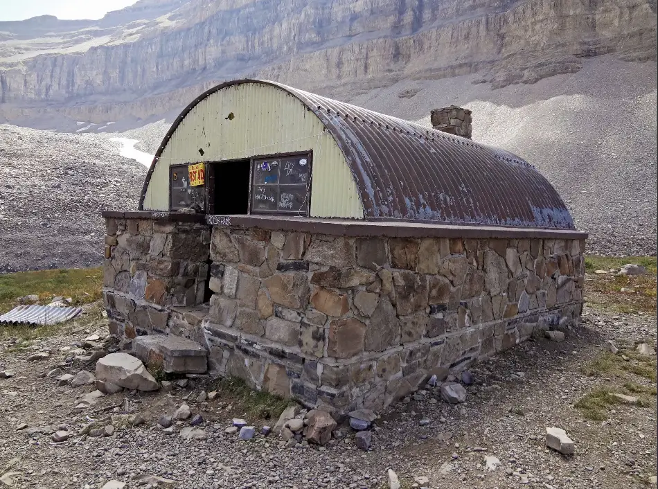 An angled view of the Emerald Lake shelter