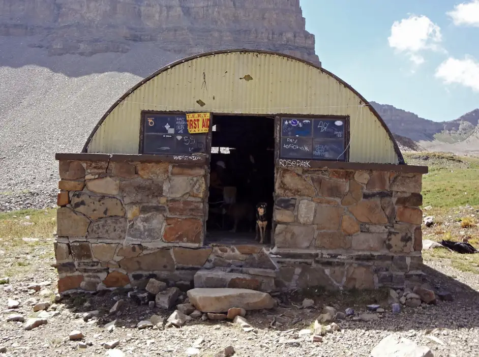 A view of the front of the emerald lake shelter